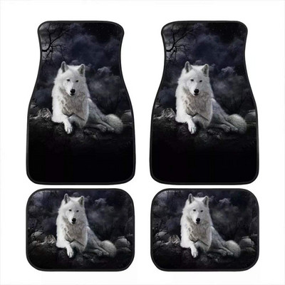 Cool Tribal Wolf Dream Catcher Dark Print Decor Carpet Car Floor Mats Set of 4 Parts Universal Fit for Auto Vehicle Fron