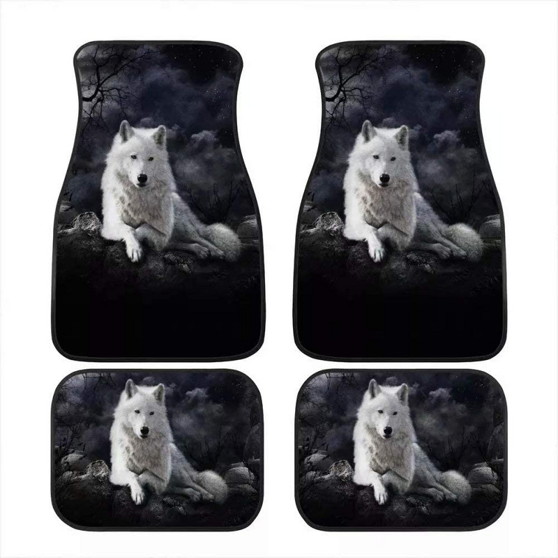 Cool Tribal Wolf Dream Catcher Dark Print Decor Carpet Car Floor Mats Set of 4 Parts Universal Fit for Auto Vehicle Fron