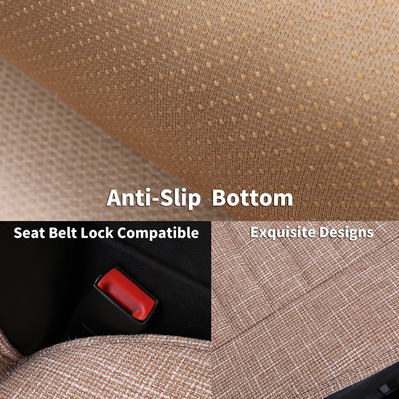 Lininis automobilio sėdynės užvalkalas su atlošu ir skrybėle smėlio spalvos priekinės sėdynės pagalvėlės apsauga automobilinis salonas sunkvežimių visureigiams ar MPV