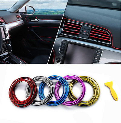 5M Car Styling Interior Stickers Decoration Strip Mouldings Car Door Dashboard Air Outlet Steering Strips For Auto