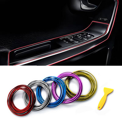 5M Car Seal Styling Interior Stickers Decoration Strip Mouldings Car Door Dashboard Air Outlet Steering Strips for Auto