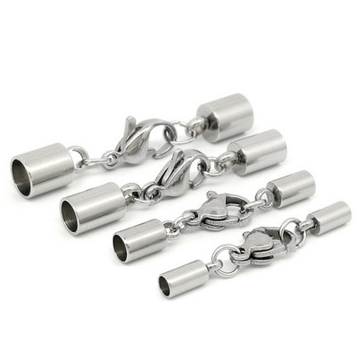 5db 1,6/2,2/3,2/4,2/5,2/6,2/8mm-es lyuk 304 rozsdamentes acél homár karmos kapcsok zsinórvégsapkákkal bőrzsinór ékszerkészítéshez