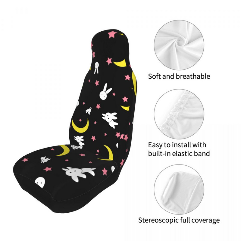 Moon Pattern autós üléshuzat Kawaii Anime Automobiles üléshuzatok alkalmas teherautók SUV vagy kisteherautó Auto Protector tartozékok 2PC