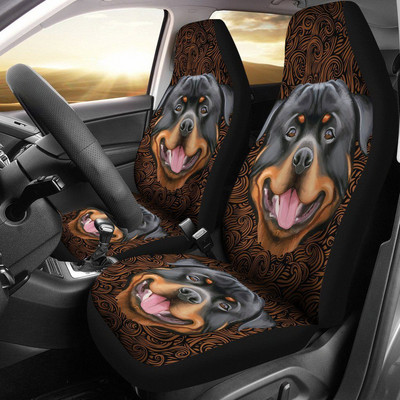 Rottweiler üléshuzatok4 Kutyák üléshuzatok Állati autós üléshuzatok, Animal Custom, Mandala stílusú, Egyedi első autós üléshuzatok