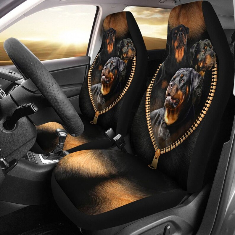Rottweiler üléshuzatok4 Kutyák üléshuzatok Állati autós üléshuzatok, Animal Custom, Mandala stílusú, Egyedi első autós üléshuzatok