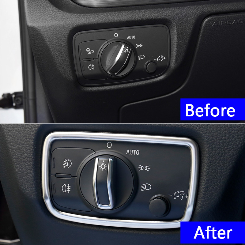 Roostevabast terasest auto esitulelaterna lülitusnupud raami kaunistus katte trimm Audi A3 8V 2013-2019 autotarvikutele