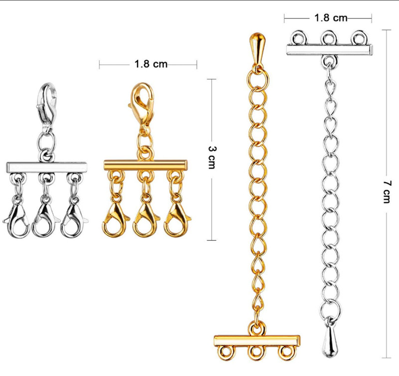2Sets Multi Strand Homár kapcsok Hosszabbító Lánc Nyaklánc Karkötő Csatlakozók Horgok Barkács ékszerkészítési Kellékek Kiegészítők