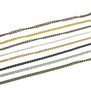Αλυσίδες κολιέ πλάτους 2,5/3,5/4,5 mm Ρόδιο/Ασημί/KC Gold/Gunblack/Antique Bronze Επίπεδη αλυσίδα για DIY Κατασκευή κοσμημάτων 2m