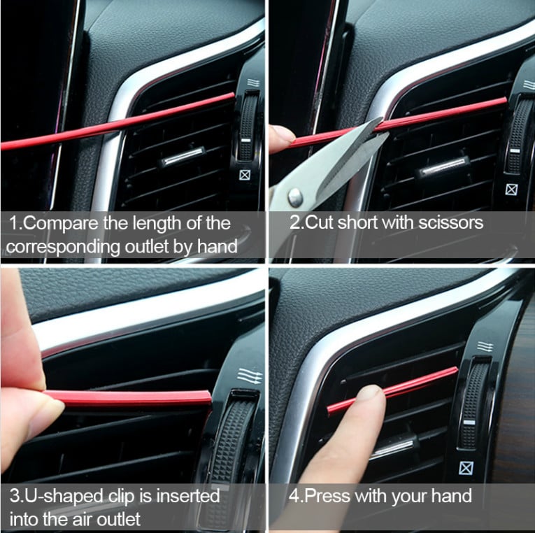 Διακοσμητική ταινία εξόδου αέρα αυτοκινήτου Αξεσουάρ εσωτερικού χώρου για Volkswagen GTI GOLF 5 6 7 t5 t7 MK6 MK7 POLO passat B5 B6 B7 B8