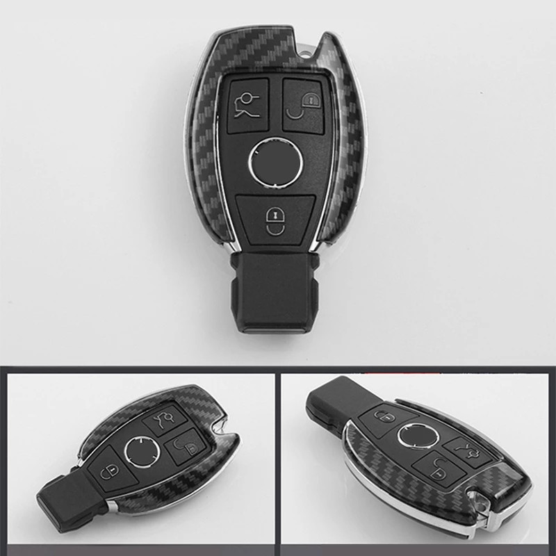 Süsinikkiust stiilis auto võtmekaane ümbris Mercedes Benz ABCE CLA GLA S klassile W204 W203 W211 W212 W176 AMG autotarvikutele