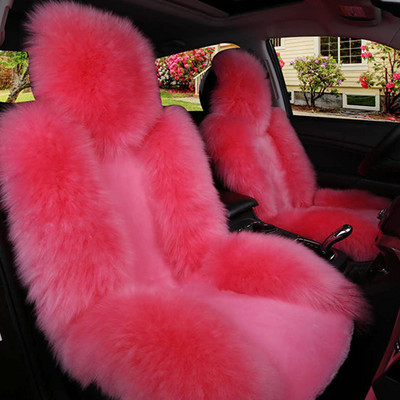 Κάλυμμα καθίσματος αυτοκινήτου Sheepskin Γνήσιο μακρύ μάλλινο κάλυμμα μπροστινού καθίσματος Αξεσουάρ Universal κάλυμμα μαξιλαριού αυτοκινήτου για 99% μοντέλα αυτοκινήτων Sedan SUV