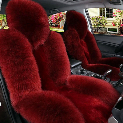 Κάλυμμα καθίσματος αυτοκινήτου Sheepskin Γνήσιο μακρύ μάλλινο κάλυμμα μπροστινού καθίσματος Αξεσουάρ Universal κάλυμμα μαξιλαριού αυτοκινήτου για 99% μοντέλα αυτοκινήτων Sedan SUV