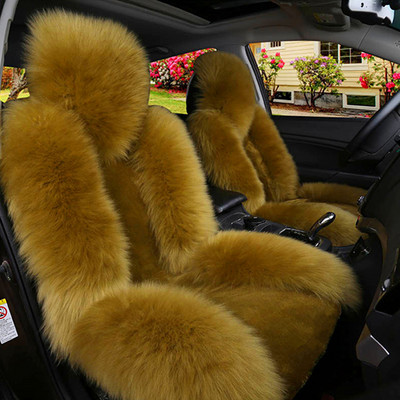 Κάλυμμα καθίσματος αυτοκινήτου Sheepskin Γνήσιο μακρύ μάλλινο κάλυμμα μπροστινού καθίσματος Αξεσουάρ Universal κάλυμμα μαξιλαριού αυτοκινήτου για 99% μοντέλα αυτοκινήτων Sedan SUV