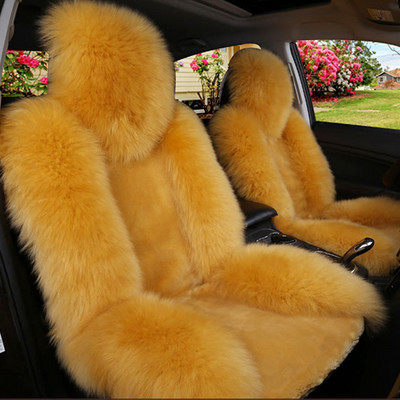 Κάλυμμα καθίσματος αυτοκινήτου Sheepskin Γνήσιο μακρύ μάλλινο κάλυμμα μπροστινού καθίσματος Αξεσουάρ Universal κάλυμμα μαξιλαριού αυτοκινήτου για 99% μοντέλα αυτοκινήτων Sedan SUV