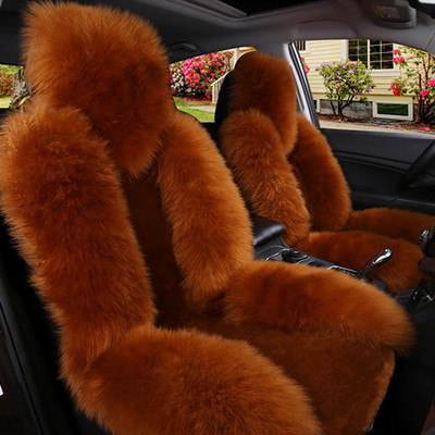 Κάλυμμα καθίσματος αυτοκινήτου Sheepskin Γνήσιο μακρύ μάλλινο κάλυμμα μπροστινού καθίσματος Αξεσουάρ Universal κάλυμμα μαξιλαριού αυτοκινήτου για 99% μοντέλα αυτοκινήτων Sedan SUV