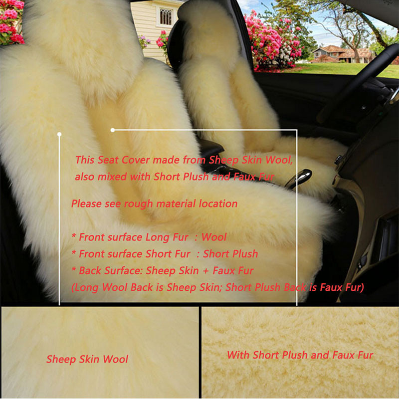 Κάλυμμα καθίσματος αυτοκινήτου Sheepskin Γνήσιο μακρύ μάλλινο κάλυμμα μπροστινού καθίσματος Αξεσουάρ Universal κάλυμμα μαξιλαριού αυτοκινήτου για 99% μοντέλα αυτοκινήτων Sedan SUV