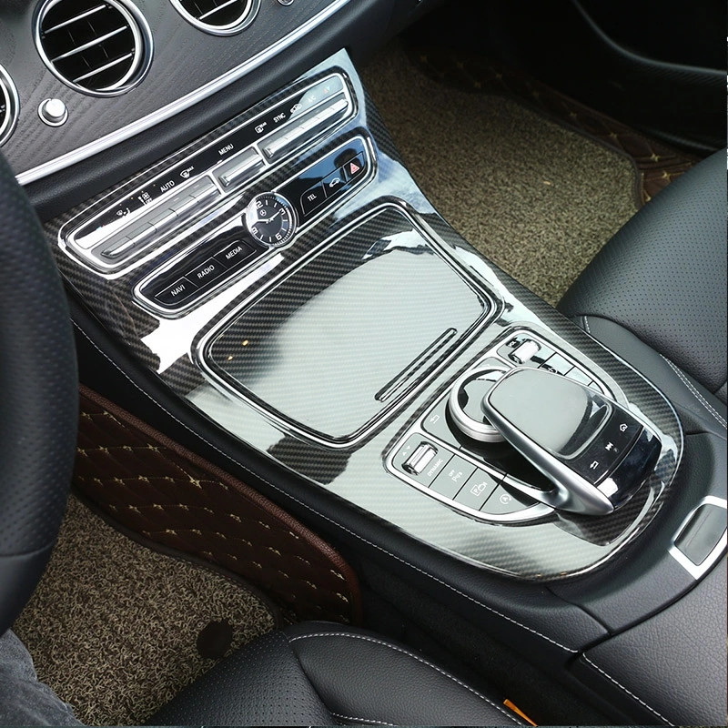 Consolă pentru stilul mașinii, panou de viteze, cadru, consolă, panou schimbător de viteze, ornament pentru Mercedes Benz Clasa E W213 2016-18 ABS fibră de carbon