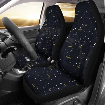 Pink Purple Stars Space Black Калъфи за столчета за кола Чифт 2 предни калъфи за столчета за кола Калъф за седалки за кола Протектор за столчета за кола Аксесоар за кола