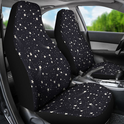 Pink Purple Stars Space Black Калъфи за столчета за кола Чифт 2 предни калъфи за столчета за кола Калъф за седалки за кола Протектор за столчета за кола Аксесоар за кола