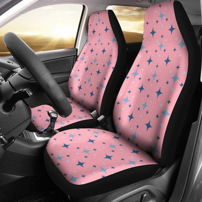Pink Purple Stars Space Black Калъфи за столчета за кола Чифт 2 предни калъфи за столчета за кола Калъф за седалки за кола Протектор за столчета за кола Аксесоар за кола