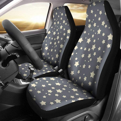 Pink Purple Stars Space Black Калъфи за столчета за кола Чифт 2 предни калъфи за столчета за кола Калъф за седалки за кола Протектор за столчета за кола Аксесоар за кола