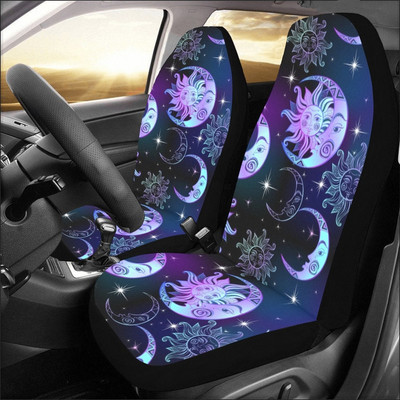 Pink Purple Stars Space Black Калъфи за столчета за кола Чифт 2 предни калъфи за столчета за кола Калъф за седалки за кола Протектор за столчета за кола Аксесоар за кола