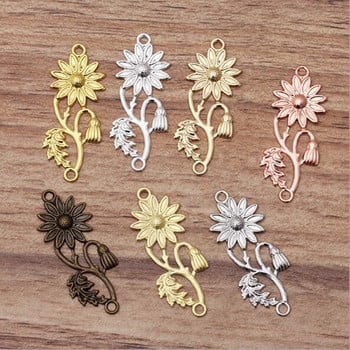 20 τμχ/παρτίδα 15x39 MM Copper Flower Spacer Flowers Connector for DIY Necklace Making Supplies Jewelry Finding χονδρική