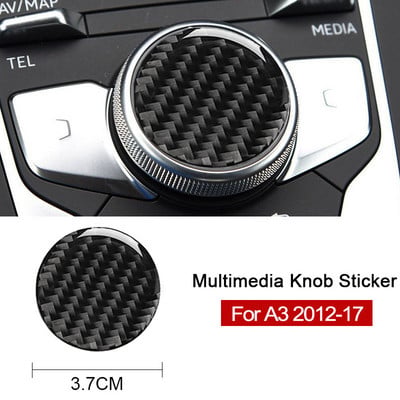 Audi A4 A5 B9 A3 A6 C7-hez Központi vezérlés Multimédiás Gomb Dekoráció Autó Szénszálas Matricák Matricák Dekor Autótartozékok