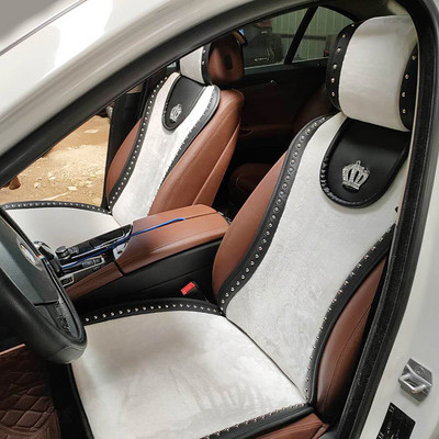 Téli műszőrme univerzális autóüléshuzatok Styling Crown Rivet plüss első üléspárna bársony üléspárna Auto belső kiegészítők