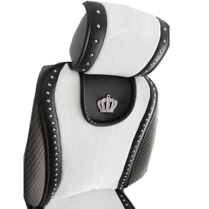 Téli műszőrme univerzális autóüléshuzatok Styling Crown Rivet plüss első üléspárna bársony üléspárna Auto belső kiegészítők