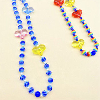 2021 New Color LOVE Acrylic Beads Μαλακή ρητίνη κεραμικής Θήκη κινητού τηλεφώνου Μακριές και κοντές αλυσίδες βραχιόλι με κορδόνια σε σχήμα καρδιάς