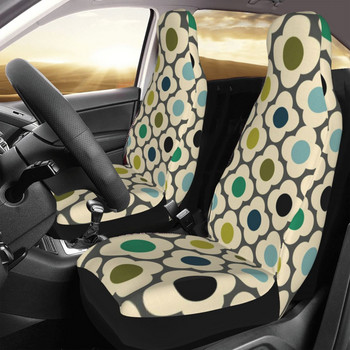 Orla Kiely Flowers Abstract Front Auto Seat Cover Print Геометрични калъфи за автомобилни седалки Универсално подходящо за SUV Седан Ван 2 бр.