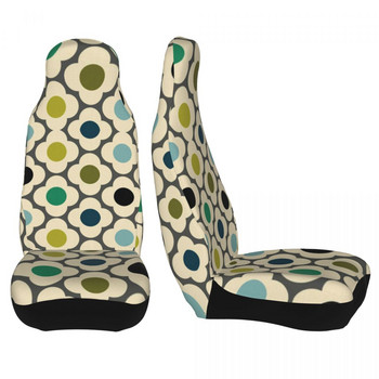 Orla Kiely Flowers Abstract Front Auto Seat Cover Print Геометрични калъфи за автомобилни седалки Универсално подходящо за SUV Седан Ван 2 бр.