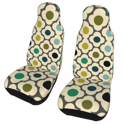 Orla Kiely Flowers Abstract priekinių automatinių sėdynių užvalkalų spausdinimas Geometriniai automobilio sėdynių užvalkalai, universalūs, tinka SUV sedanui furgonui 2 dalys