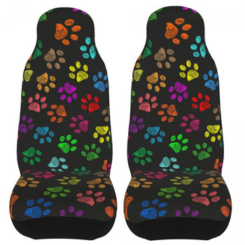Цветни кучешки лапи Отпечатъци от животински крака Универсален калъф за столче за кола Автомобилен интериор Дамски калъфи за седалки Полиестерни аксесоари за кола