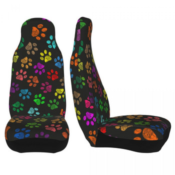 Цветни кучешки лапи Отпечатъци от животински крака Универсален калъф за столче за кола Автомобилен интериор Дамски калъфи за седалки Полиестерни аксесоари за кола