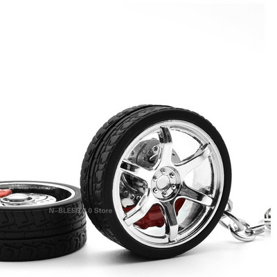 Breloc pentru jante de roți din aliaj Tuning pentru mașină Lanț de chei Suport pentru breloc auto auto cu disc de frână de rotire Inel pentru chei pentru fanii Benz Toyota
