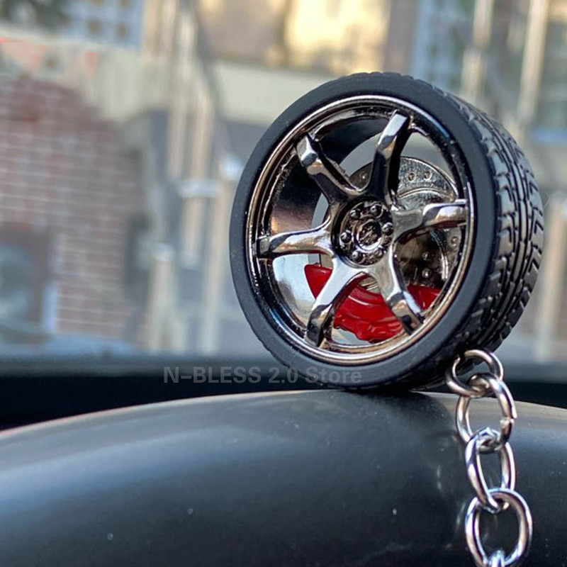 Breloc pentru jante de roți din aliaj Tuning pentru mașină Lanț de chei Suport pentru breloc auto auto cu disc de frână de rotire Inel pentru chei pentru fanii Benz Toyota