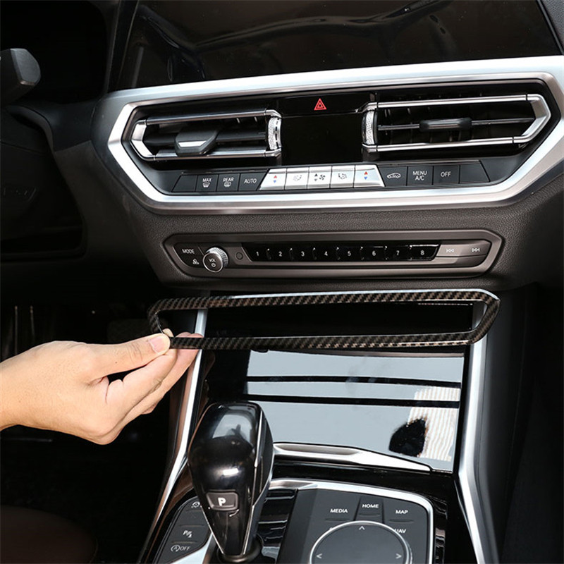 Car Styling középkonzol térfogatú keret díszítő borító díszítő matrica BMW 3-as sorozat G20 G28 2020 belső kiegészítőihez