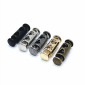Új, 10db 8x27mm-es ötvözet duplalyukú dugós csat rugós, rugalmas, állítható drótkötél zárcsat barkácskábelvég díszítő gombhoz