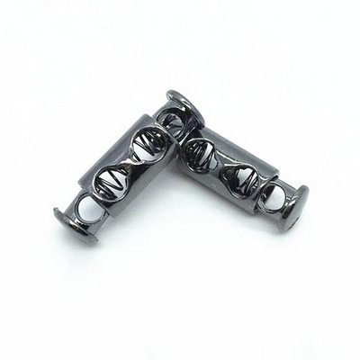 Új, 10db 8x27mm-es ötvözet duplalyukú dugós csat rugós, rugalmas, állítható drótkötél zárcsat barkácskábelvég díszítő gombhoz