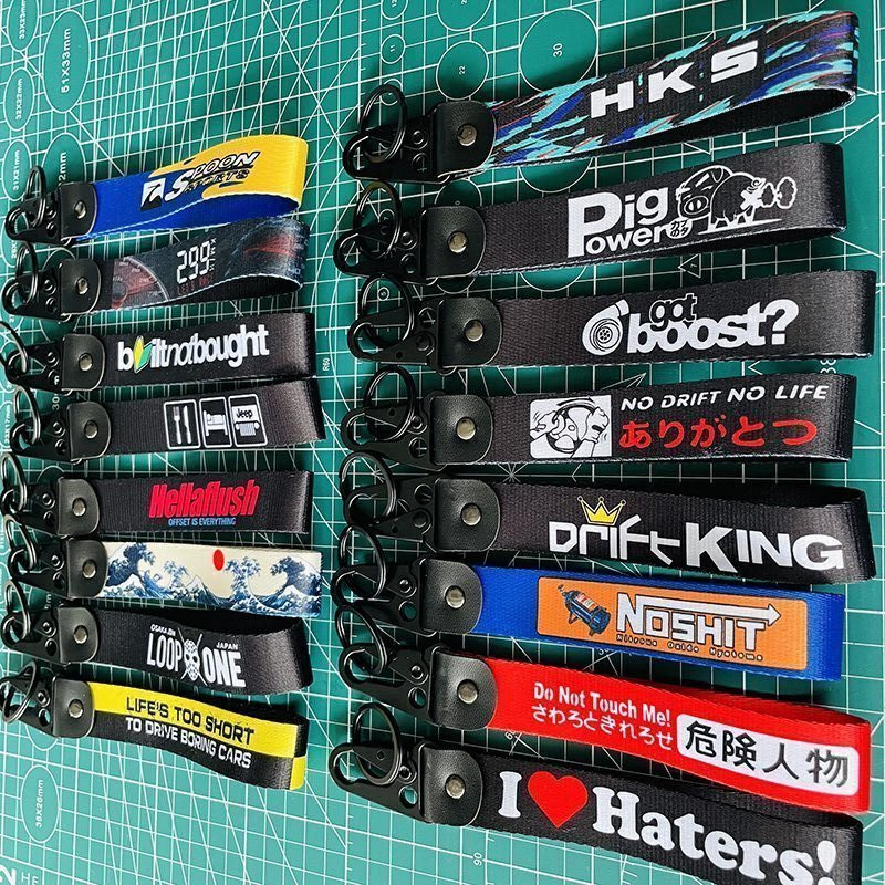 Design nou, 1 buc, stil JDM, inel pentru chei, etichete, curea pentru chei, laterale de remorcare, Thermoprint, JDM, mașină de curse, accesorii pentru breloc pentru motociclete