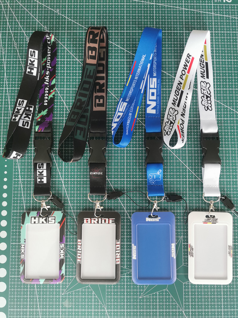 JDM Racing στυλ Μπρελόκ ABS Τράπεζα Κάτοχος πιστωτικής κάρτας Πορτοφόλι Λεωφορείο Όνομα Κάρτα Εργασίας ΚΛΕΙΔΩΜΑ Κορδόνι για ΝΥΦΗ NOS HKS MUGEN POWER