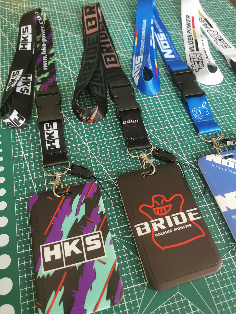 JDM Racing στυλ Μπρελόκ ABS Τράπεζα Κάτοχος πιστωτικής κάρτας Πορτοφόλι Λεωφορείο Όνομα Κάρτα Εργασίας ΚΛΕΙΔΩΜΑ Κορδόνι για ΝΥΦΗ NOS HKS MUGEN POWER