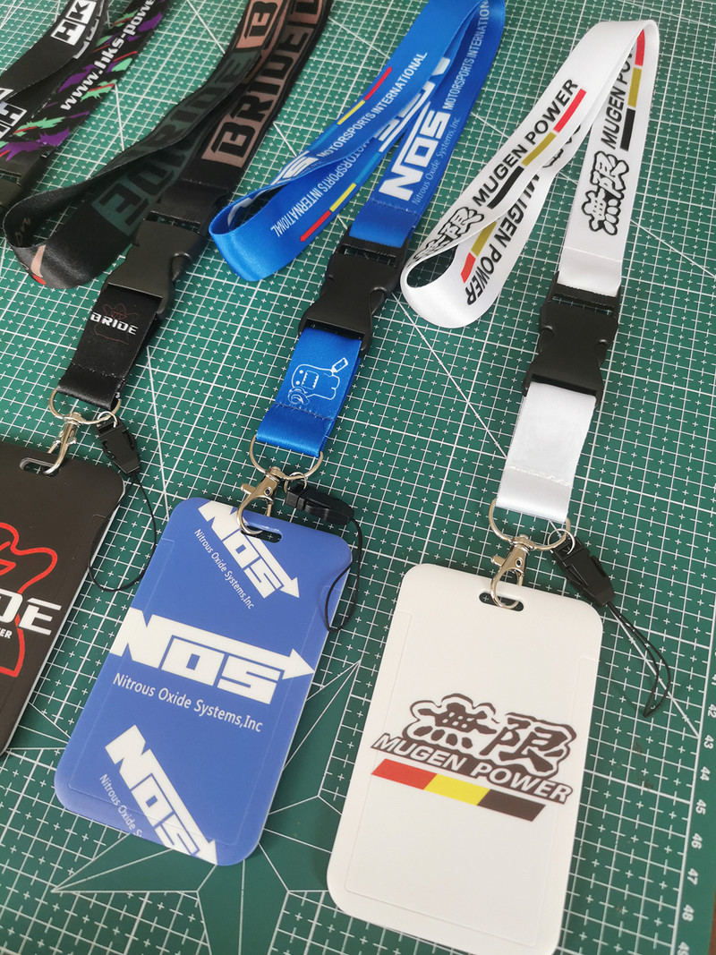 JDM Racing στυλ Μπρελόκ ABS Τράπεζα Κάτοχος πιστωτικής κάρτας Πορτοφόλι Λεωφορείο Όνομα Κάρτα Εργασίας ΚΛΕΙΔΩΜΑ Κορδόνι για ΝΥΦΗ NOS HKS MUGEN POWER