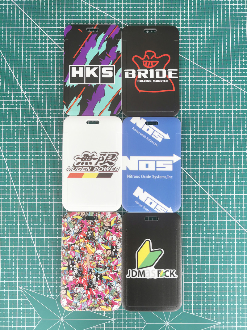 JDM Racing στυλ Μπρελόκ ABS Τράπεζα Κάτοχος πιστωτικής κάρτας Πορτοφόλι Λεωφορείο Όνομα Κάρτα Εργασίας ΚΛΕΙΔΩΜΑ Κορδόνι για ΝΥΦΗ NOS HKS MUGEN POWER