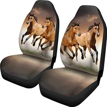 Универсални 2бр. Калъфи за предни седалки за кола Кафяви калъфи за седалки за коне Седалка за водача Калъфи за одеяла за седла Лесно инсталиране на превозно средство