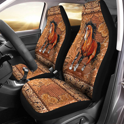 Universaalselt sobivad 2 tk auto esiistmekatted pruunid hobuse istmekatted.