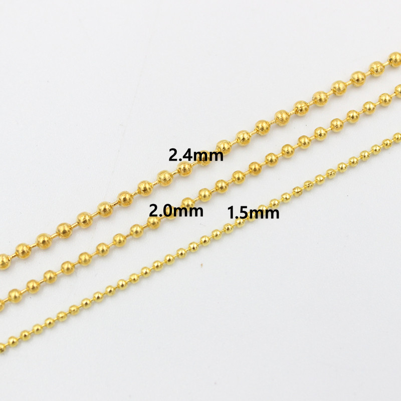 5 méter/tétel 1,5/2,0/2,4 mm-es gyöngyös golyós golyós gyöngyláncok barkácsoláshoz nyakláncokhoz ékszerkészítési kiegészítők