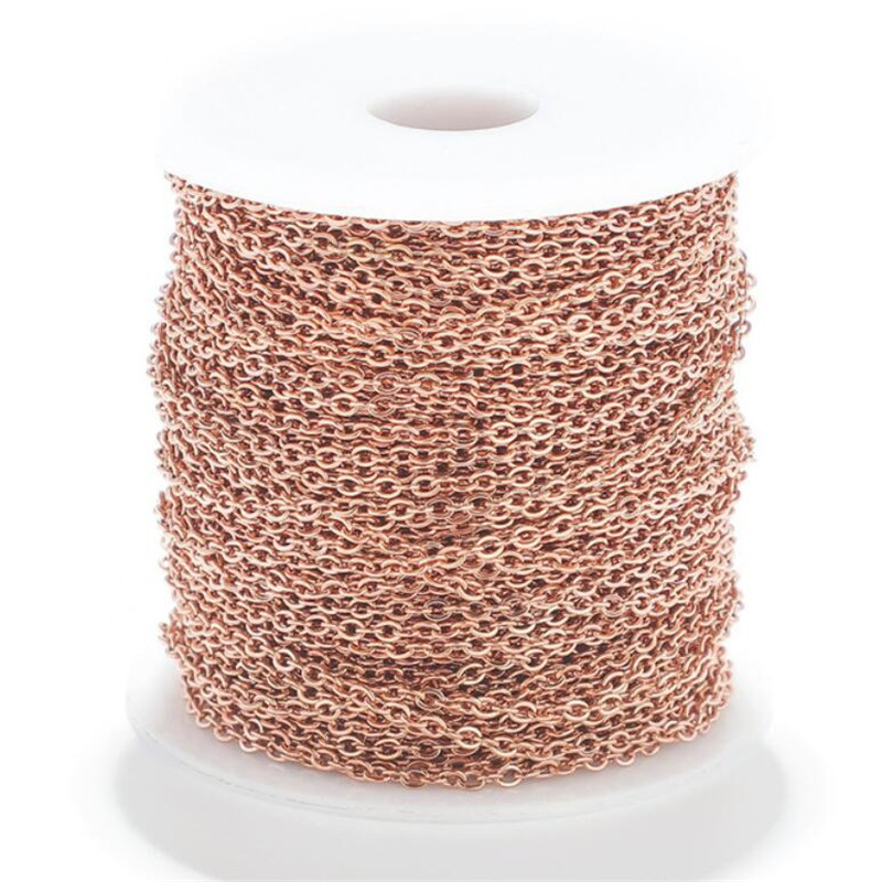 Kabel od nehrđajućeg čelika od 2 m Lanac od ružičastog zlata Srebrni lančići Ogrlica za „uradi sam“ pribor za izradu nakita Skupni artikli Veleprodaja Puno užeta